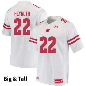 Men's Wisconsin Badgers NCAA #22 Jacob Heyroth White Authentic Under Armour Big & Tall Stitched College Football Jersey PE31M18RO